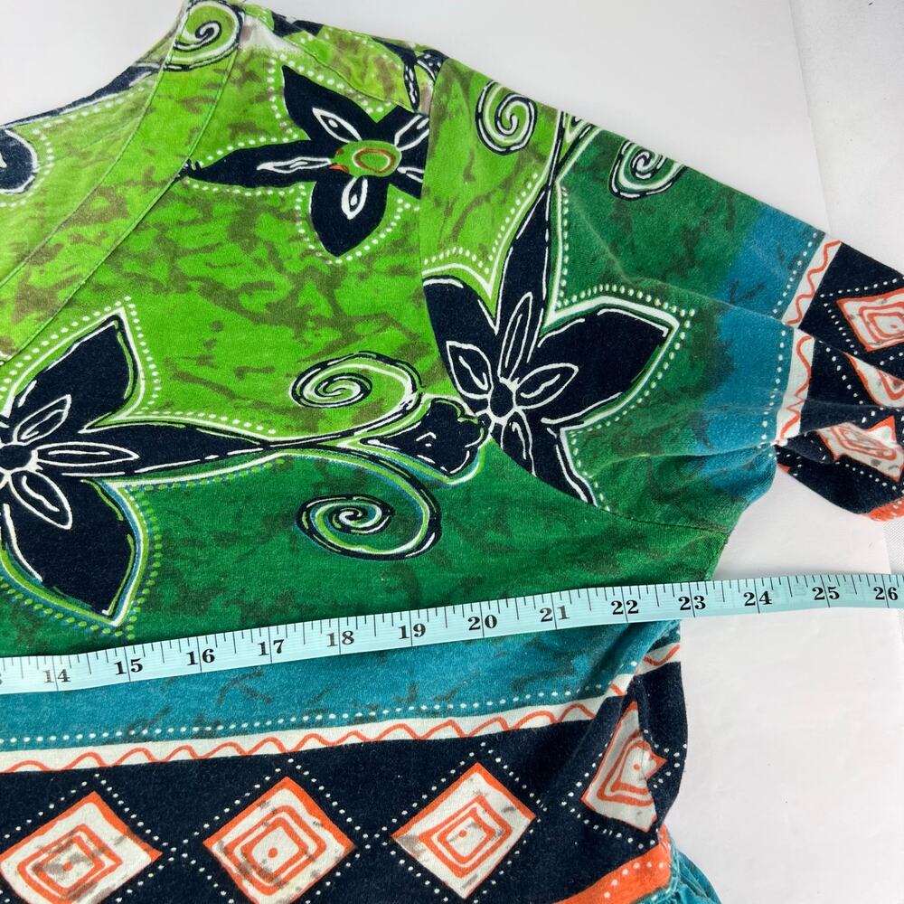 Only Necessities Maxi Dress Women's Blue Green Boho Mumu Cotton Dress 1X - Picture 10 of 11
